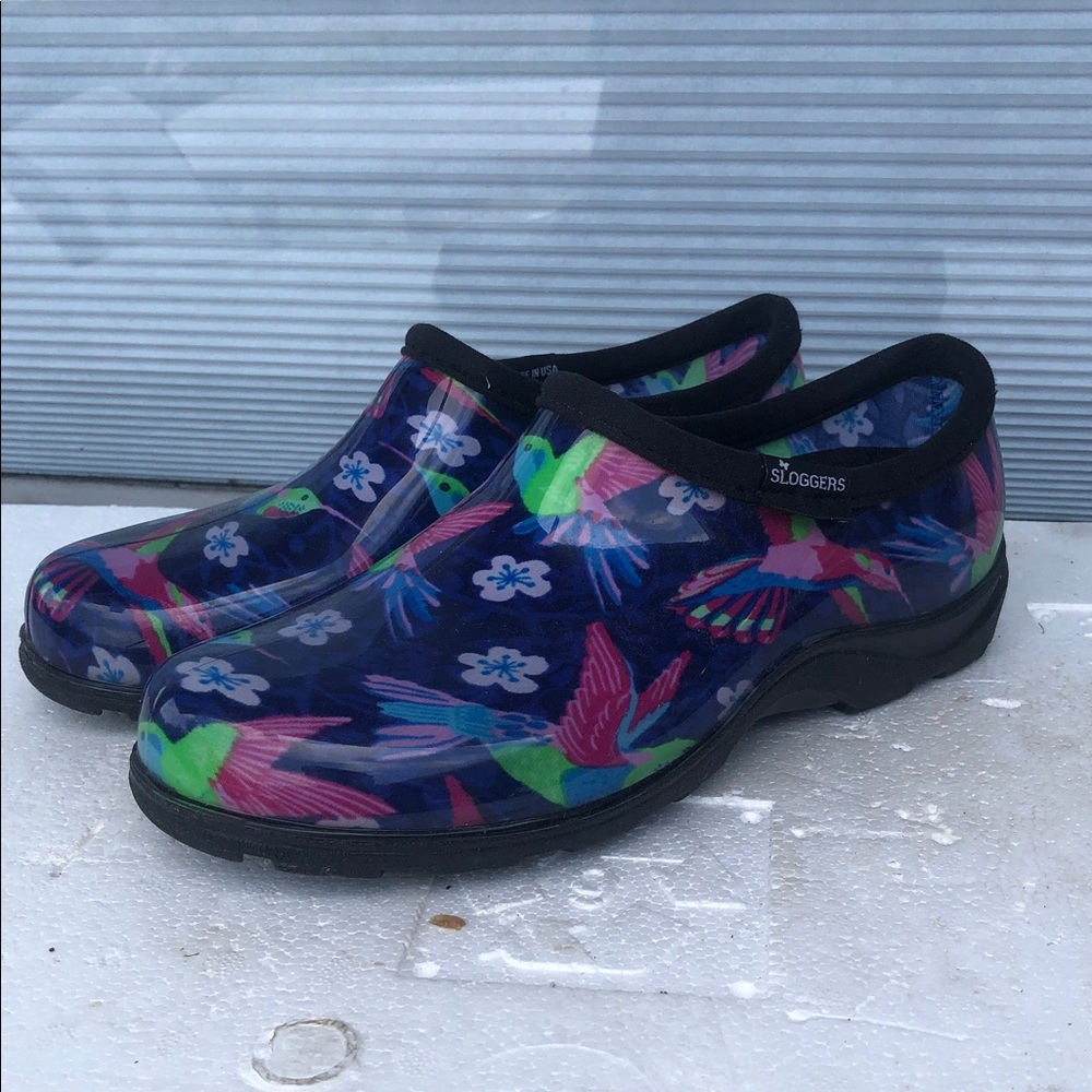 Sloggers Vibrant Hummingbird Women’s Clogs Water Rain Garden Shoes Size 7